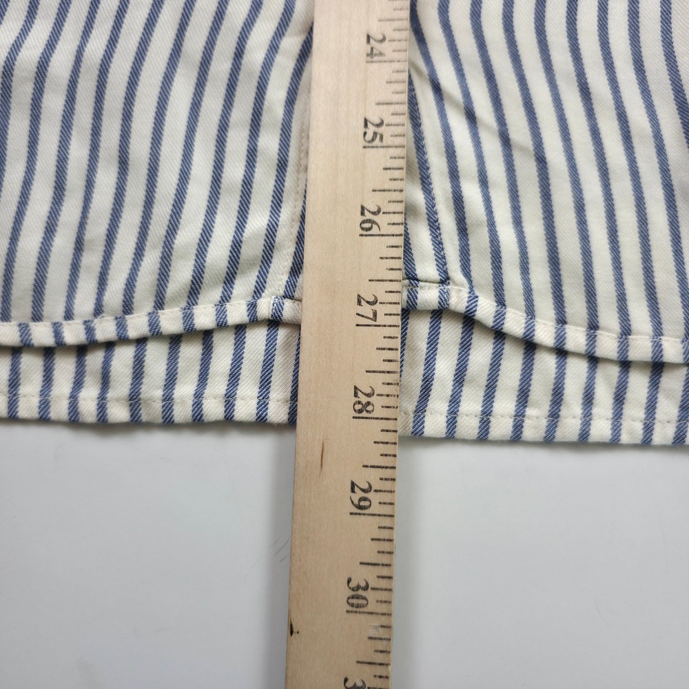 Madewell Central Shirt Women Medium Blue White Striped Dolman Sleeve Button Up - Picture 6 of 13